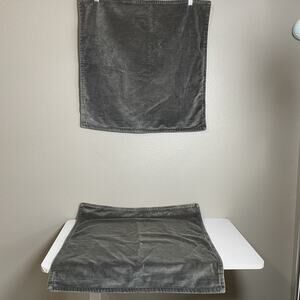 2 Pottery Barn Washed Velvet Gray Pillow Cover Shams 20x20